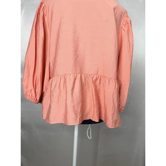 Ava & Viv Pink Tie Front Peplum Blouse XXL Elbow Sleeve Rayon NWT - Picture 8 of 13